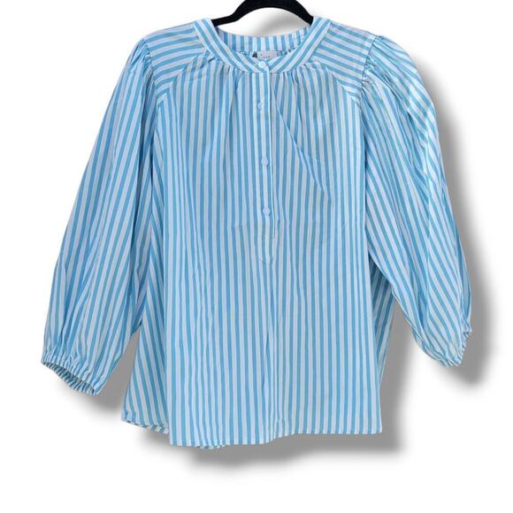 a new day Tops - A New Day Women's blue white stripped ballon sleeves Blouse